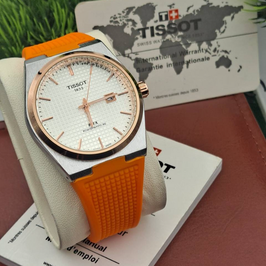 Tissot prx orange white